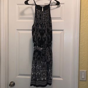 Black and white spaghetti strap dress.